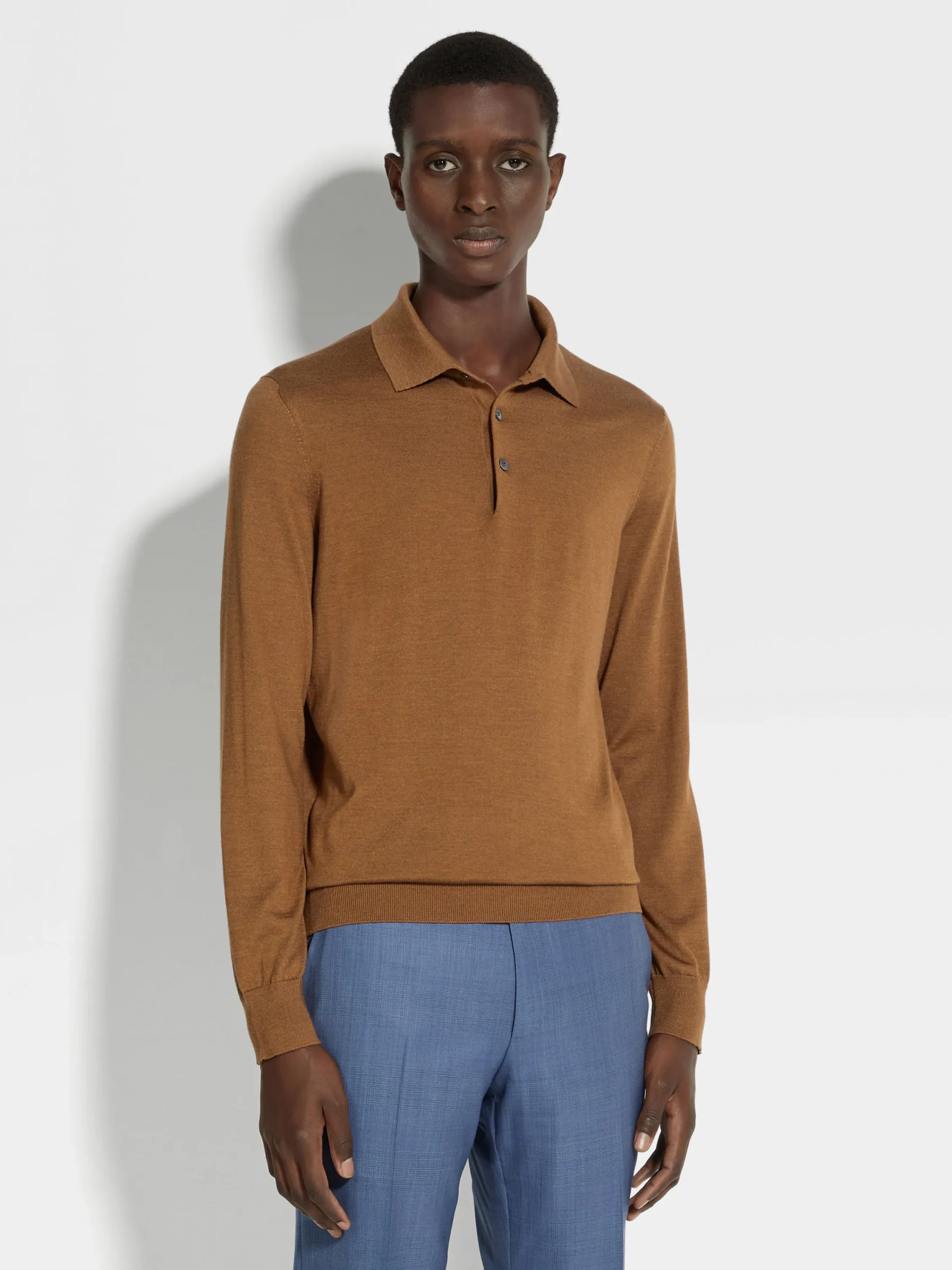 Sweaters>ZEGNA Dark Foliage Mélange Cashseta Polo Shirt DarkFoliageMélange