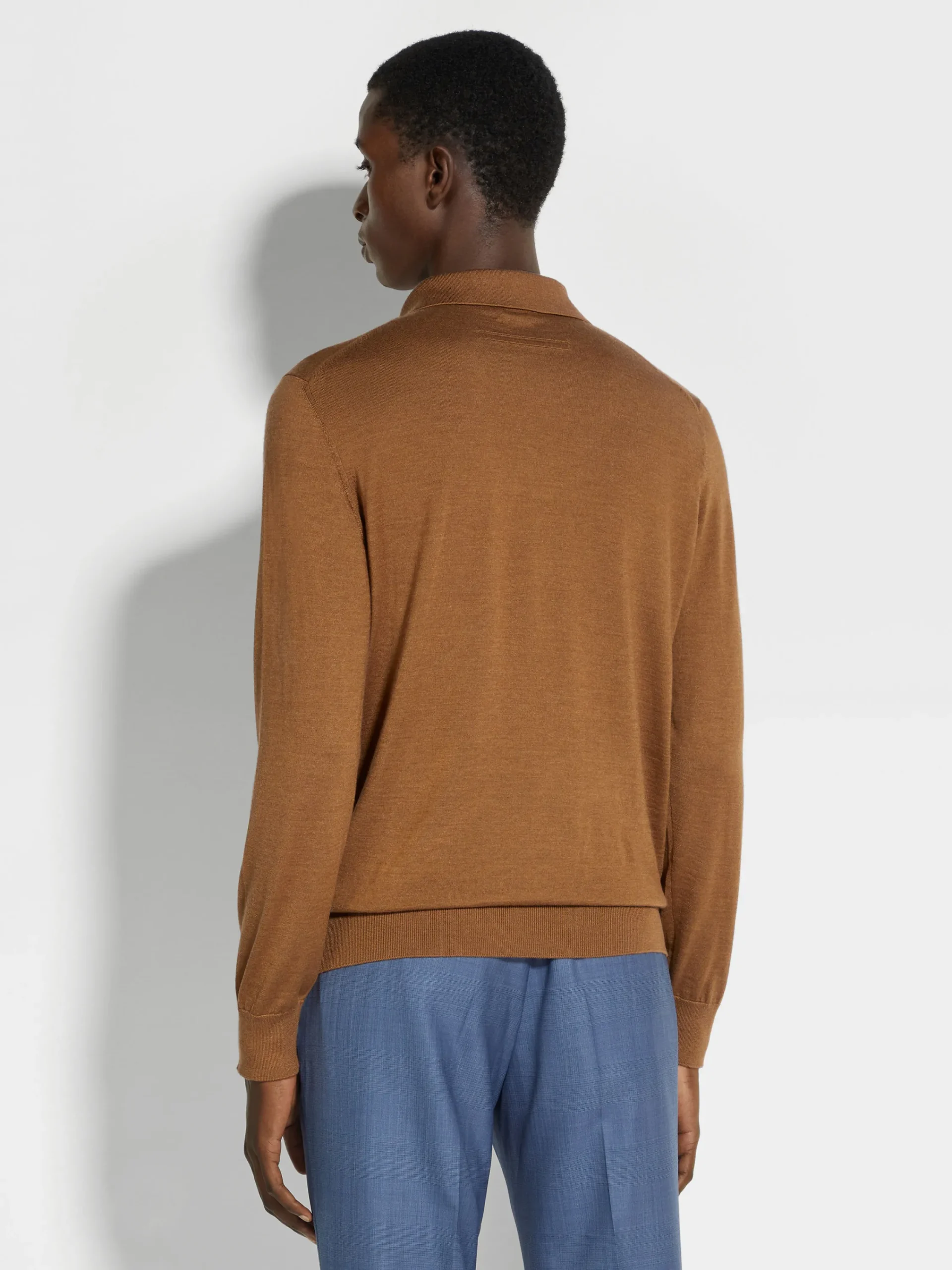 Sweaters>ZEGNA Dark Foliage Mélange Cashseta Polo Shirt DarkFoliageMélange