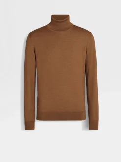 Travel In Style|Sweaters>ZEGNA Dark Foliage Mélange Cashseta Turtleneck DarkFoliageMélange