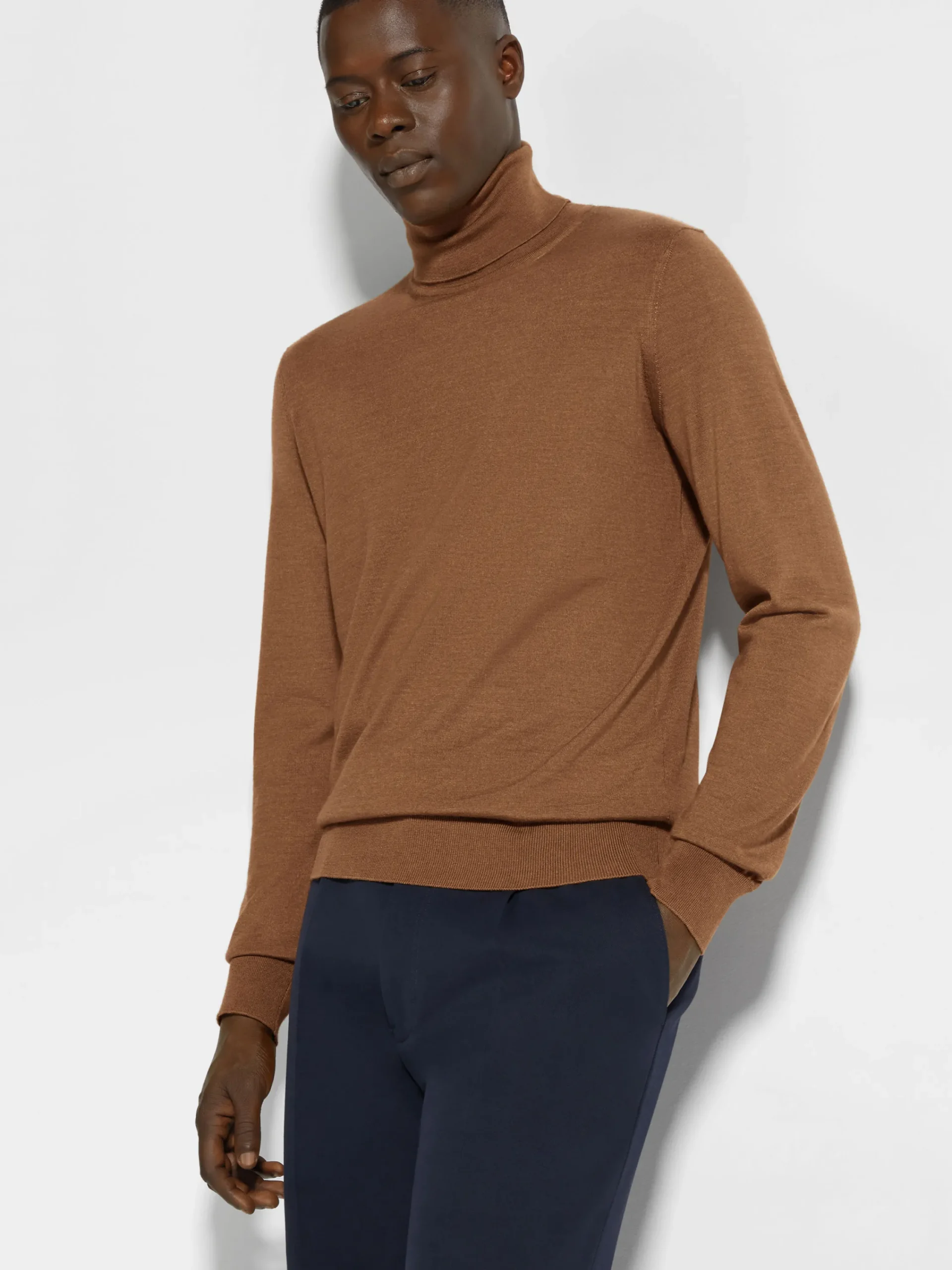 Travel In Style|Sweaters>ZEGNA Dark Foliage Mélange Cashseta Turtleneck DarkFoliageMélange