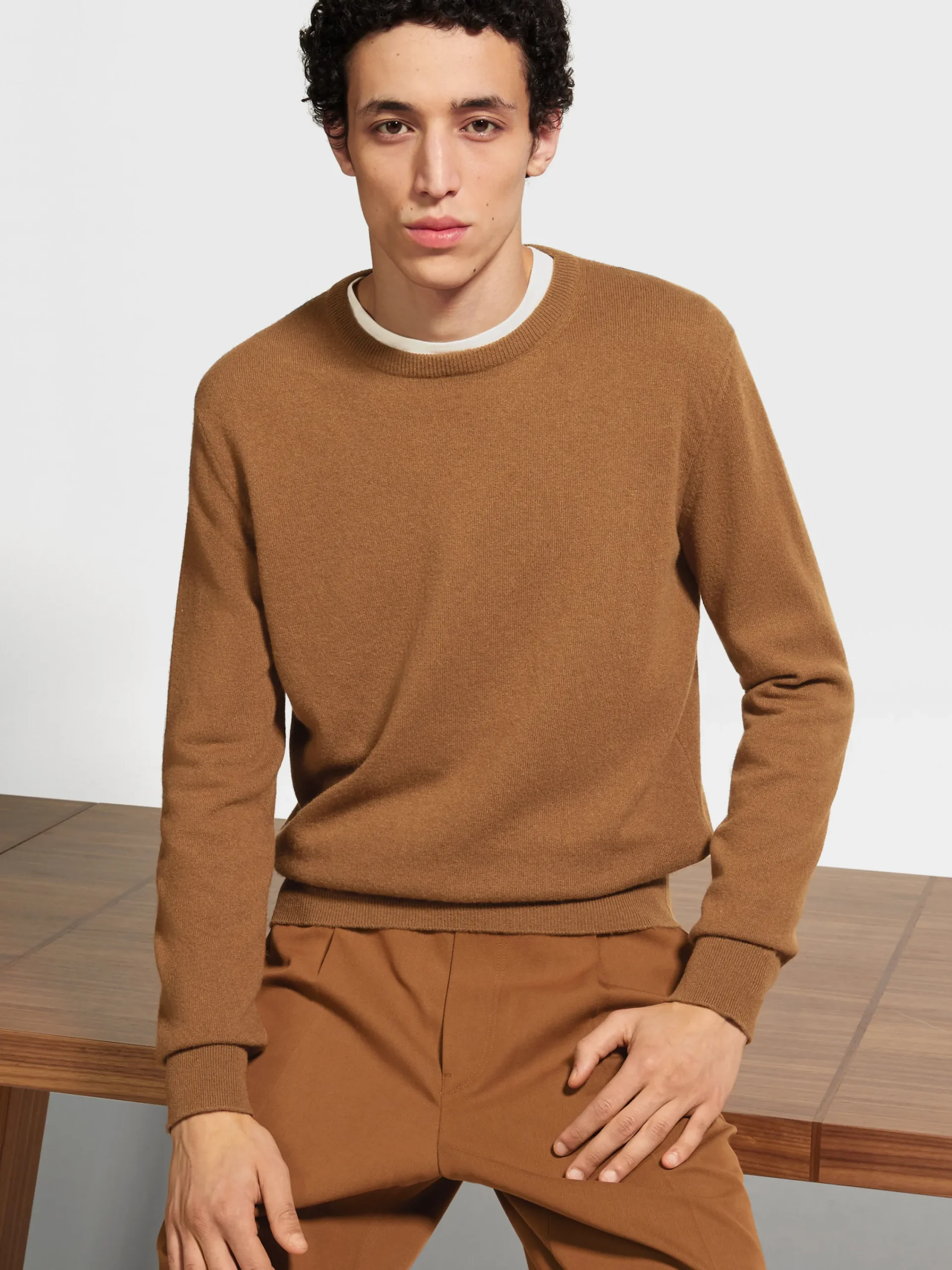 Travel In Style|Sweaters>ZEGNA Dark Foliage Mélange Oasi Cashmere Crewneck DarkFoliageMélange