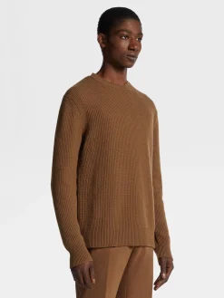 Travel In Style|Sweaters>ZEGNA Dark Foliage Mélange Oasi Cashmere Crewneck DarkFoliageMélange