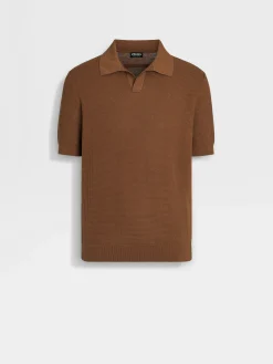 Polo Shirts|Sweaters>ZEGNA Dark Foliage Premium Cotton Polo Shirt DarkFoliage