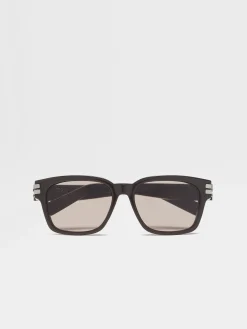 Sunglasses>ZEGNA Dark Green Acetate Sunglasses DarkGreen