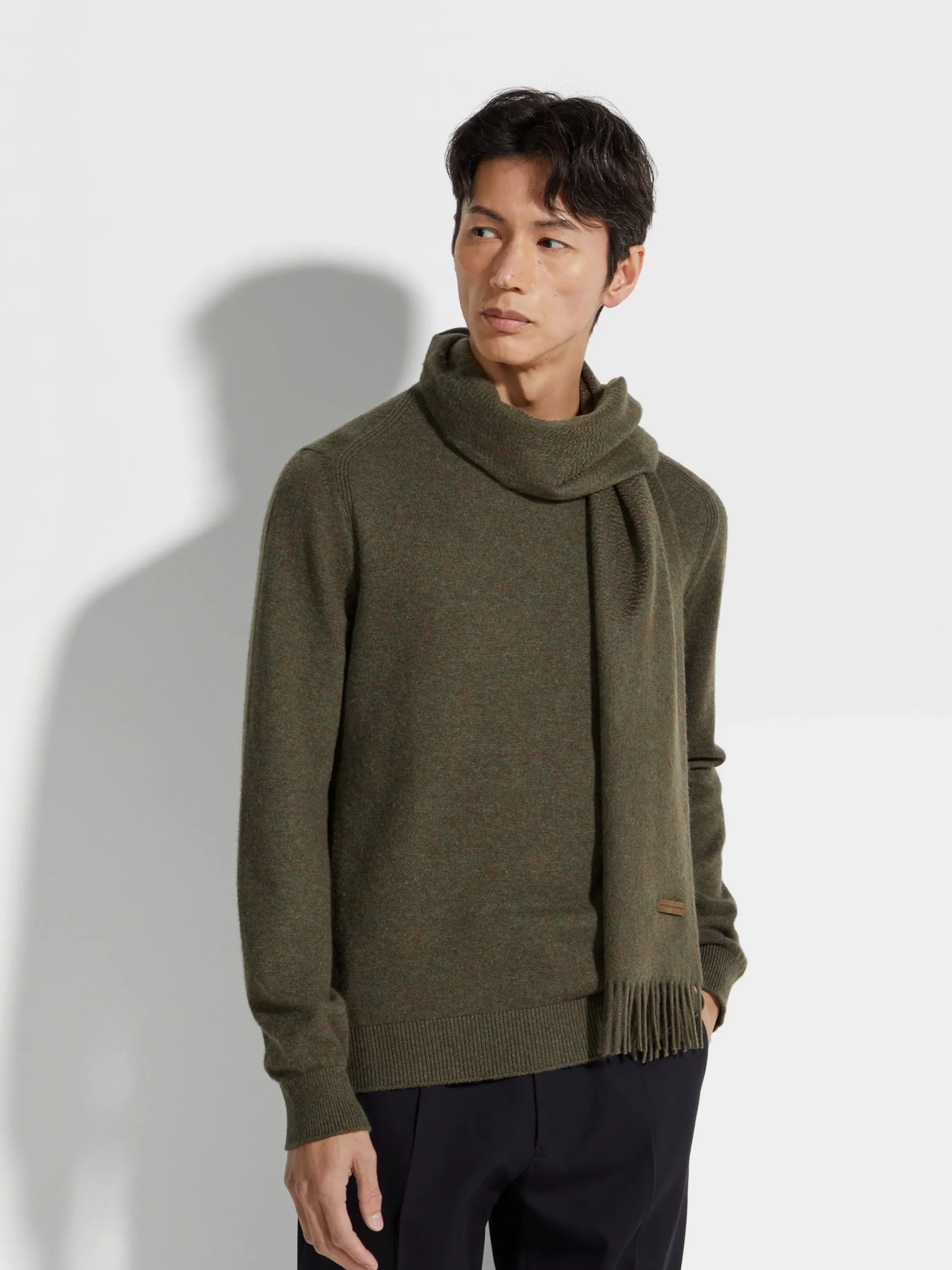 Small Gifts|Soft Accessories>ZEGNA Dark Green Multimélange Oasi Cashmere Scarf DarkGreenMultimélange