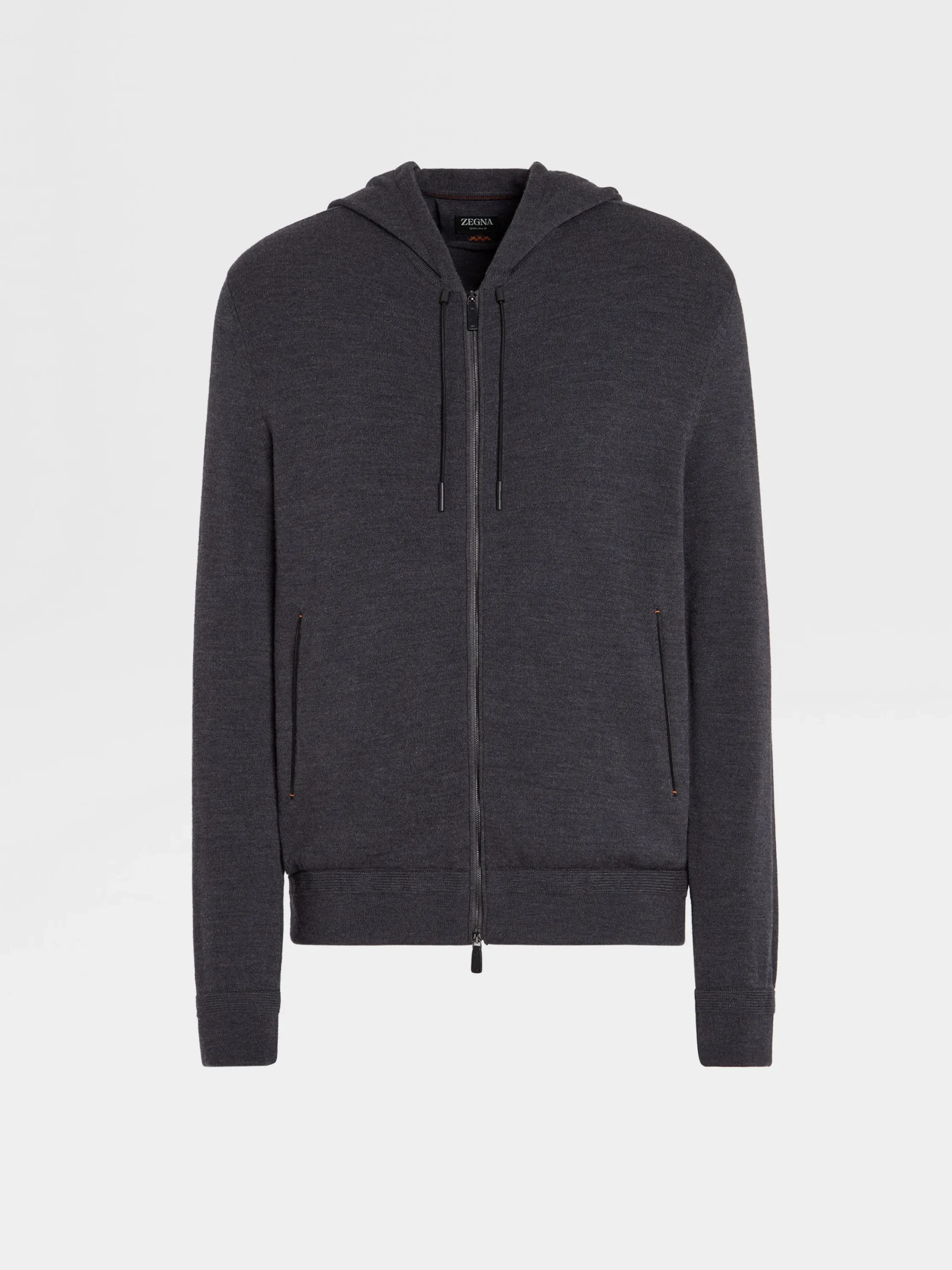 Joggers And Sweatshirts|Sweaters>ZEGNA Dark Grey 12milmil12 Wool Full Zip Hoodie DarkGrey