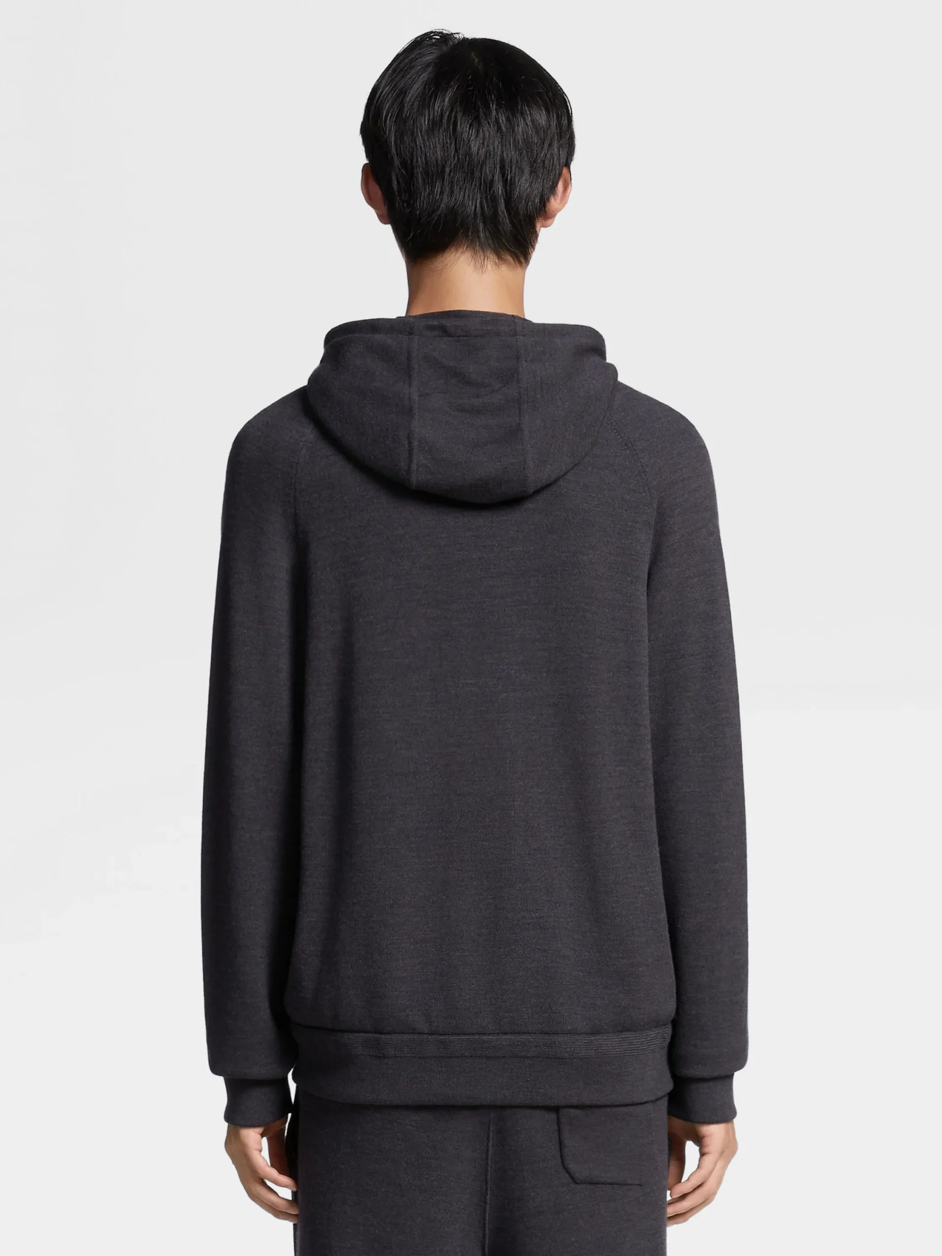 Joggers And Sweatshirts|Sweaters>ZEGNA Dark Grey 12milmil12 Wool Full Zip Hoodie DarkGrey