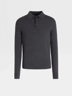 Polo Shirts|Sweaters>ZEGNA Dark Grey 12milmil12 Wool Polo DarkGrey