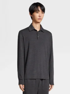 Polo Shirts|Sweaters>ZEGNA Dark Grey 12milmil12 Wool Polo DarkGrey