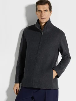 Overshirts And Chore Jackets>ZEGNA Dark Grey Mélange Trofeo™ Cashmere Overshirt DarkGreyMélange