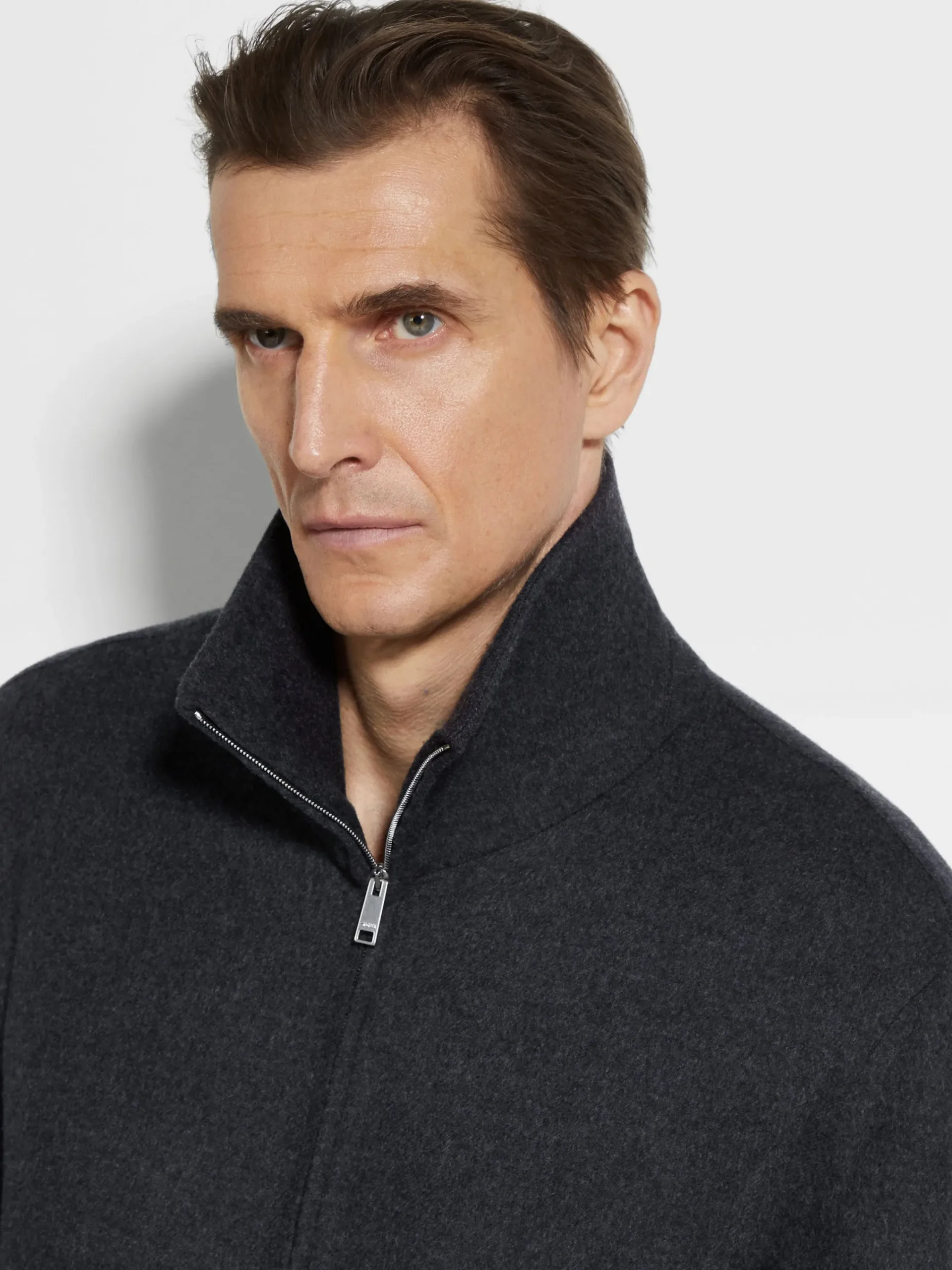 Overshirts And Chore Jackets>ZEGNA Dark Grey Mélange Trofeo™ Cashmere Overshirt DarkGreyMélange