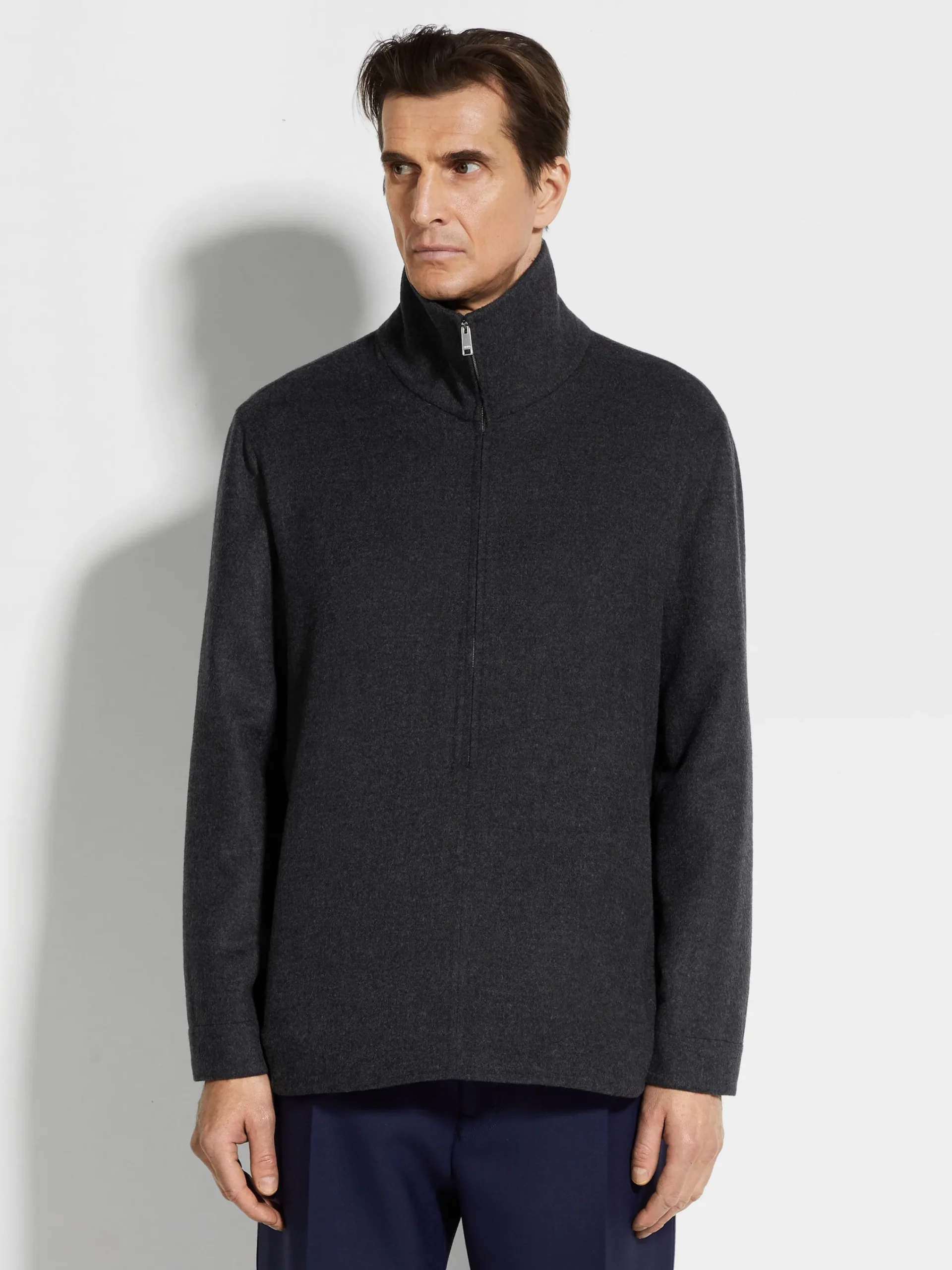 Overshirts And Chore Jackets>ZEGNA Dark Grey Mélange Trofeo™ Cashmere Overshirt DarkGreyMélange