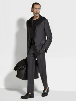 Suits>ZEGNA Dark Grey Trofeo™ Wool Suit DarkGrey