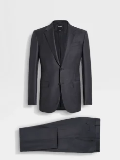 Suits>ZEGNA Dark Grey Trofeo™ Wool Suit DarkGrey