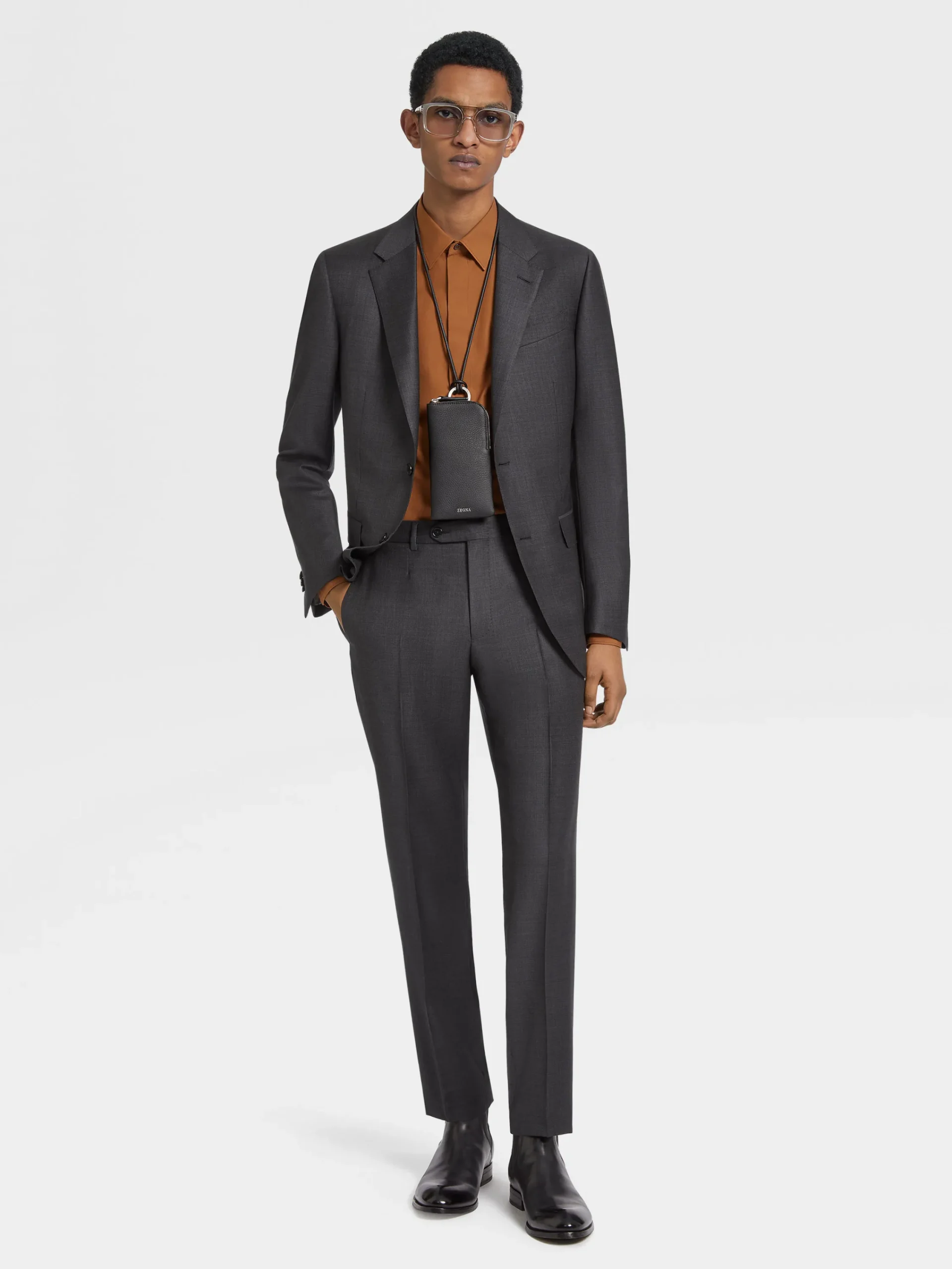 Suits>ZEGNA Dark Grey Trofeo™ Wool Suit DarkGrey