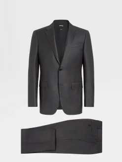 Suits>ZEGNA Dark Grey Trofeo™ Wool Suit DarkGrey