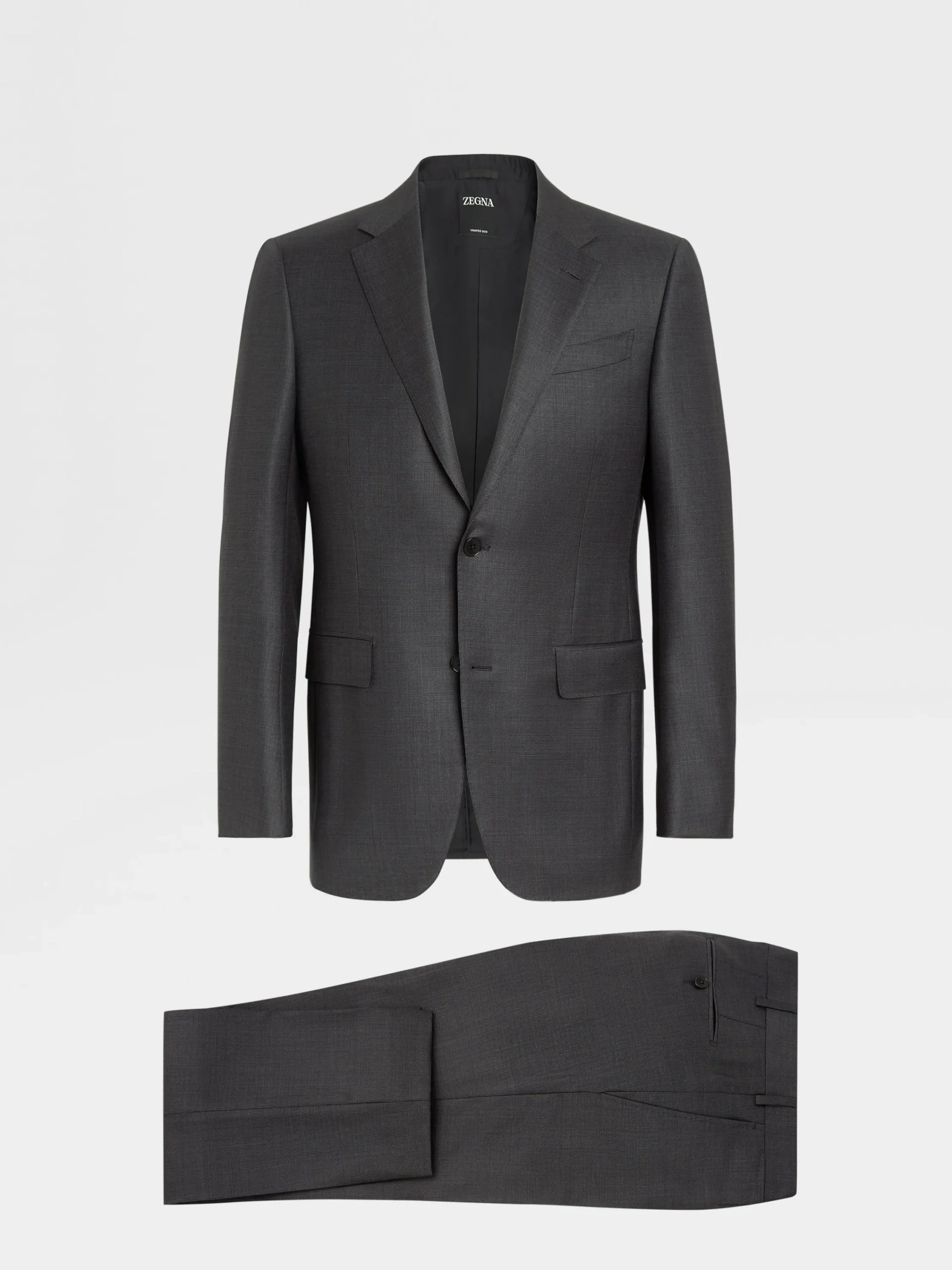 Suits>ZEGNA Dark Grey Trofeo™ Wool Suit DarkGrey