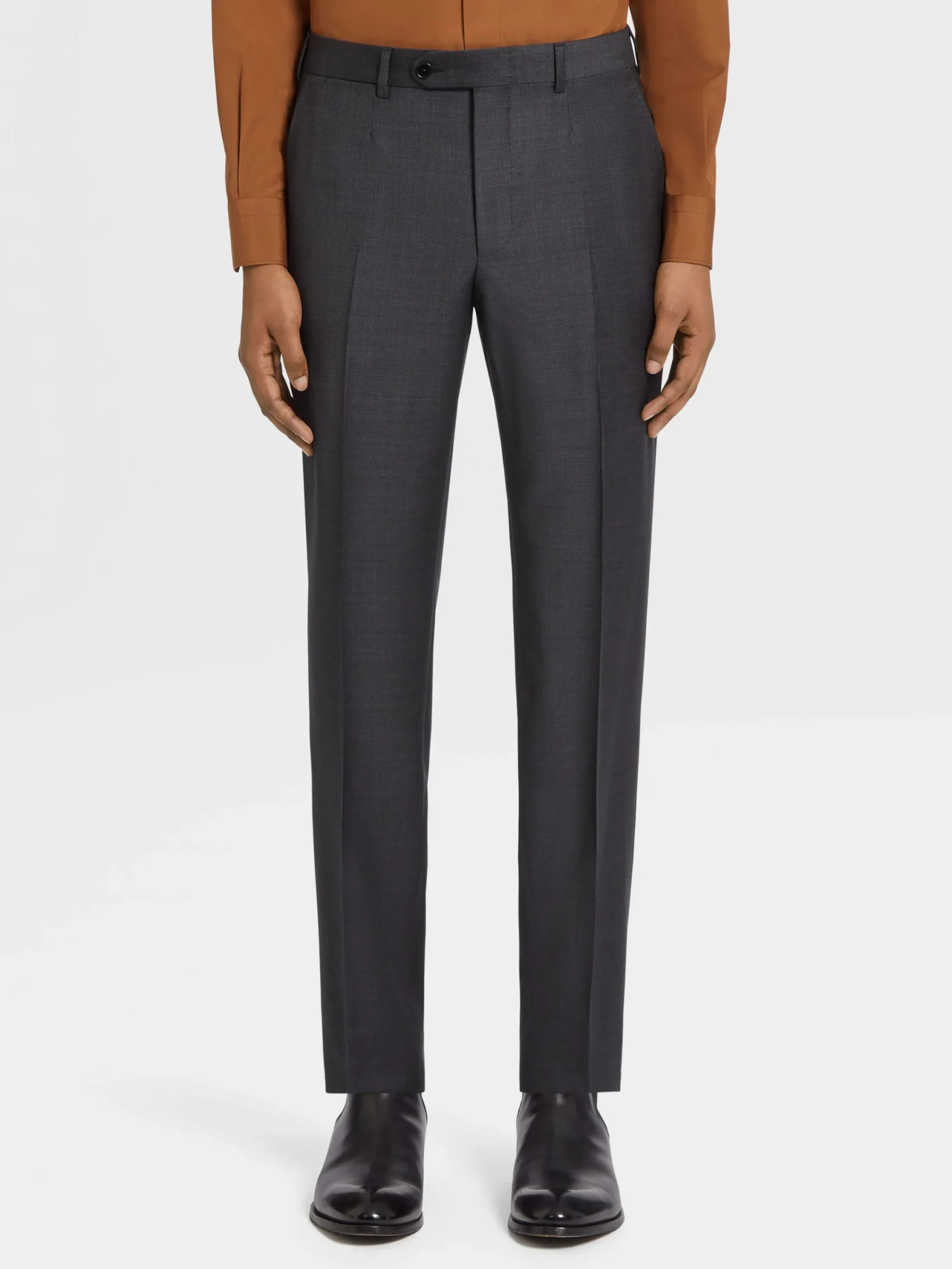 Suits>ZEGNA Dark Grey Trofeo™ Wool Suit DarkGrey