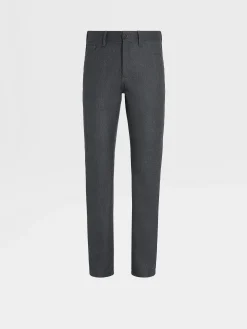 Jeans>ZEGNA Dark Grey Wool and Cashmere Roccia Pants DarkGrey