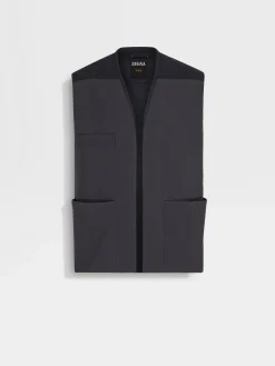 Blazers>ZEGNA Dark Grey Wool and Cashmere Jacket DarkGrey
