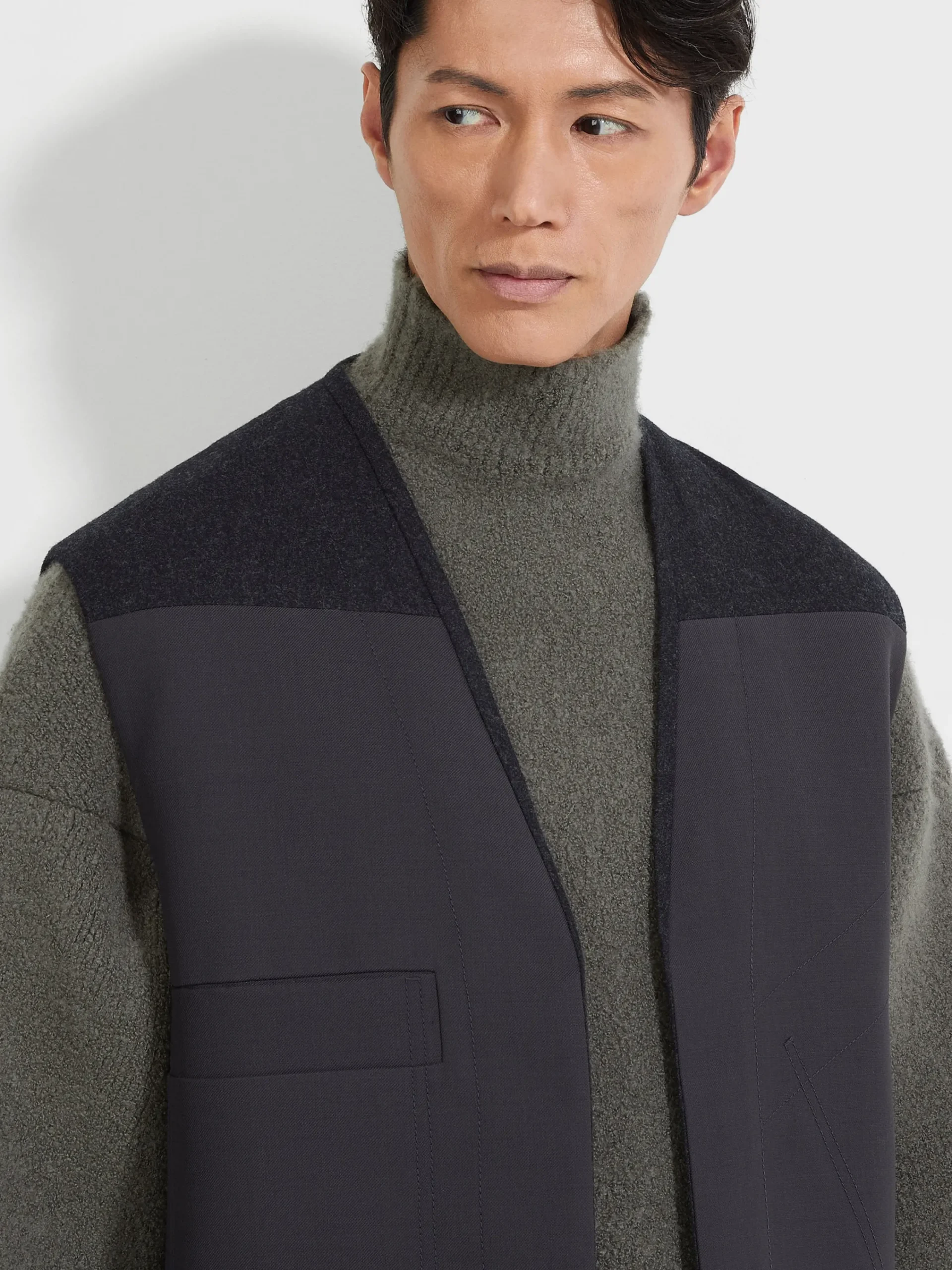 Blazers>ZEGNA Dark Grey Wool and Cashmere Jacket DarkGrey