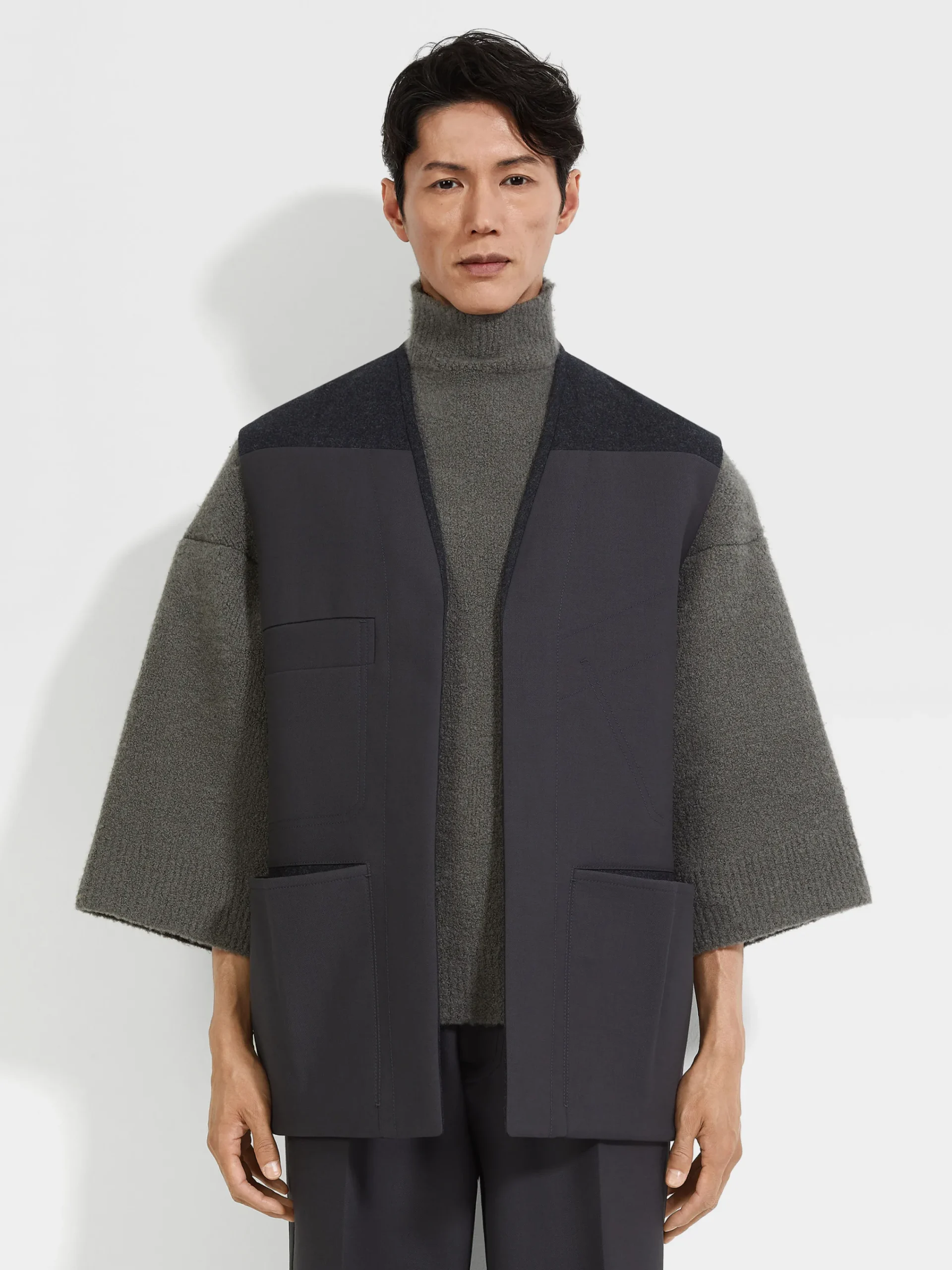 Blazers>ZEGNA Dark Grey Wool and Cashmere Jacket DarkGrey