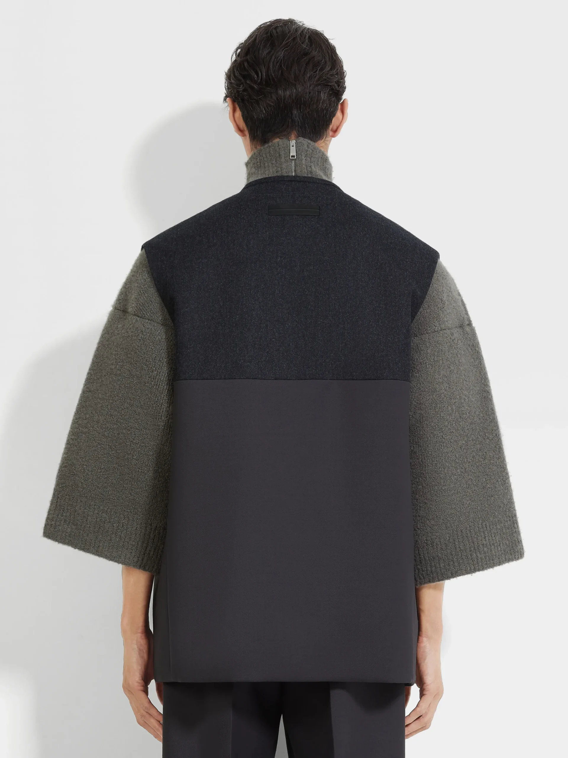 Blazers>ZEGNA Dark Grey Wool and Cashmere Jacket DarkGrey