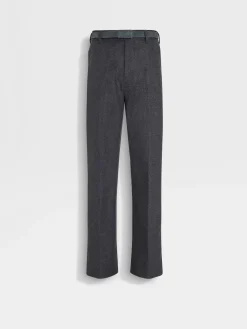 Pants>ZEGNA Dark Grey Wool and Cashmere Pants DarkGrey