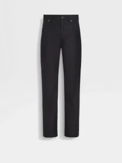 Jeans>ZEGNA Dark Grey Wool and Cashmere Roccia Pants DarkGrey