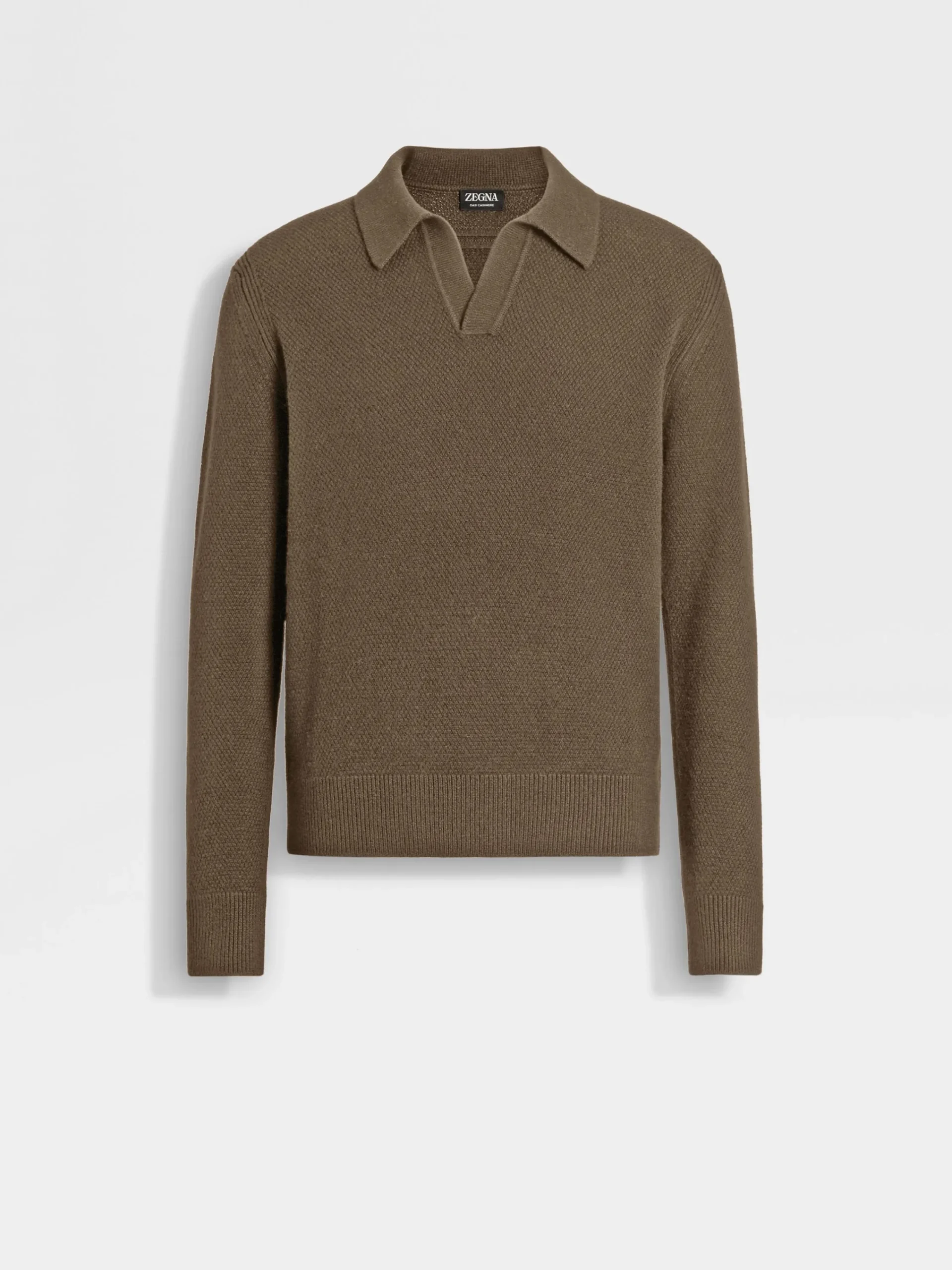 Travel In Style|Polo Shirts>ZEGNA Dark Khaki Mélange Oasi Cashmere Polo Shirt DarkKhakiMélange