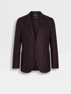 Blazers>ZEGNA Dark Purple and Black Oasi Cashmere Jacket DarkPurple/Black