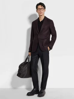 Blazers>ZEGNA Dark Purple and Black Oasi Cashmere Jacket DarkPurple/Black