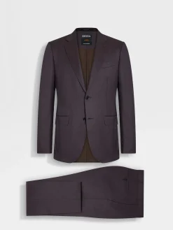 Suits>ZEGNA Dark Purple Centoventimila Wool Suit DarkPurple
