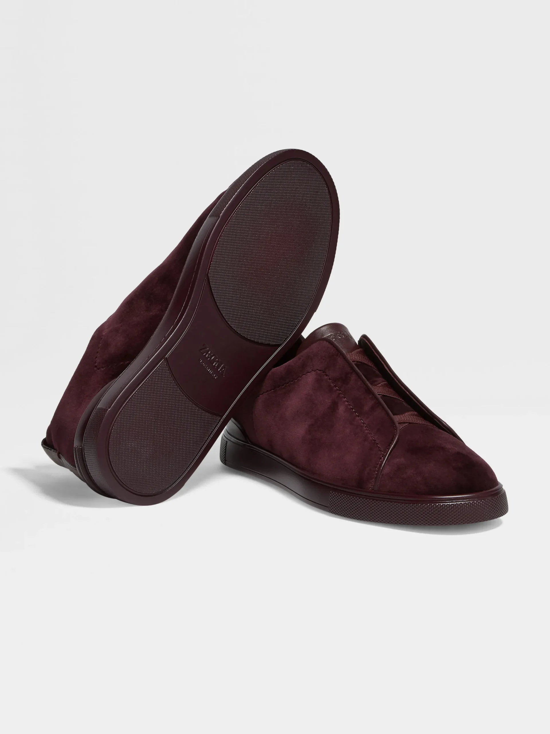 Sneakers>ZEGNA Dark Purple Velvet Triple Stitch™ Sneakers DarkPurple