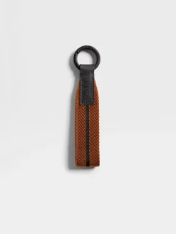 Bags And Wallets>ZEGNA Foliage and Black Web Key Chain Foliage/Black