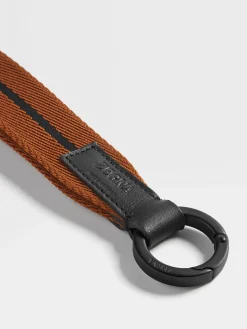 Bags And Wallets>ZEGNA Foliage and Black Web Key Chain Foliage/Black