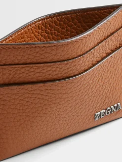Small Gifts|Bags And Wallets>ZEGNA Deerskin Card Case Foliage