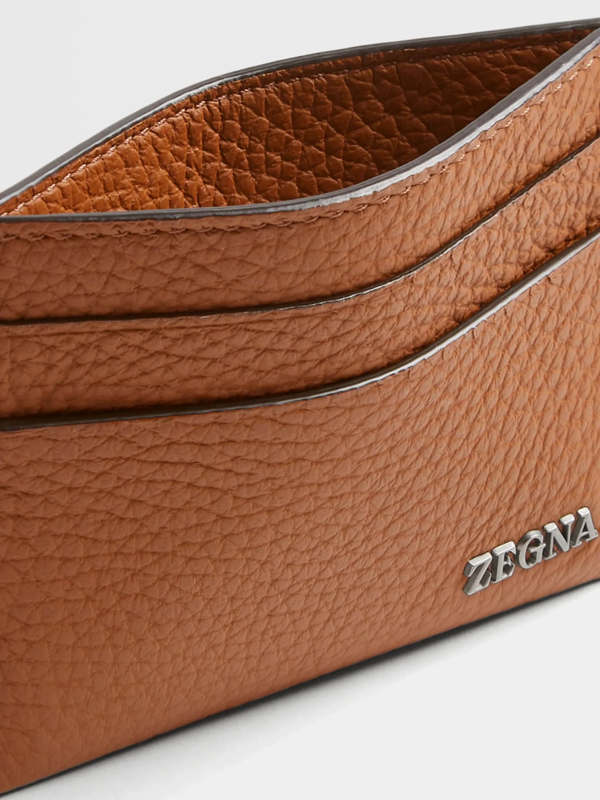 Small Gifts|Bags And Wallets>ZEGNA Deerskin Card Case Foliage