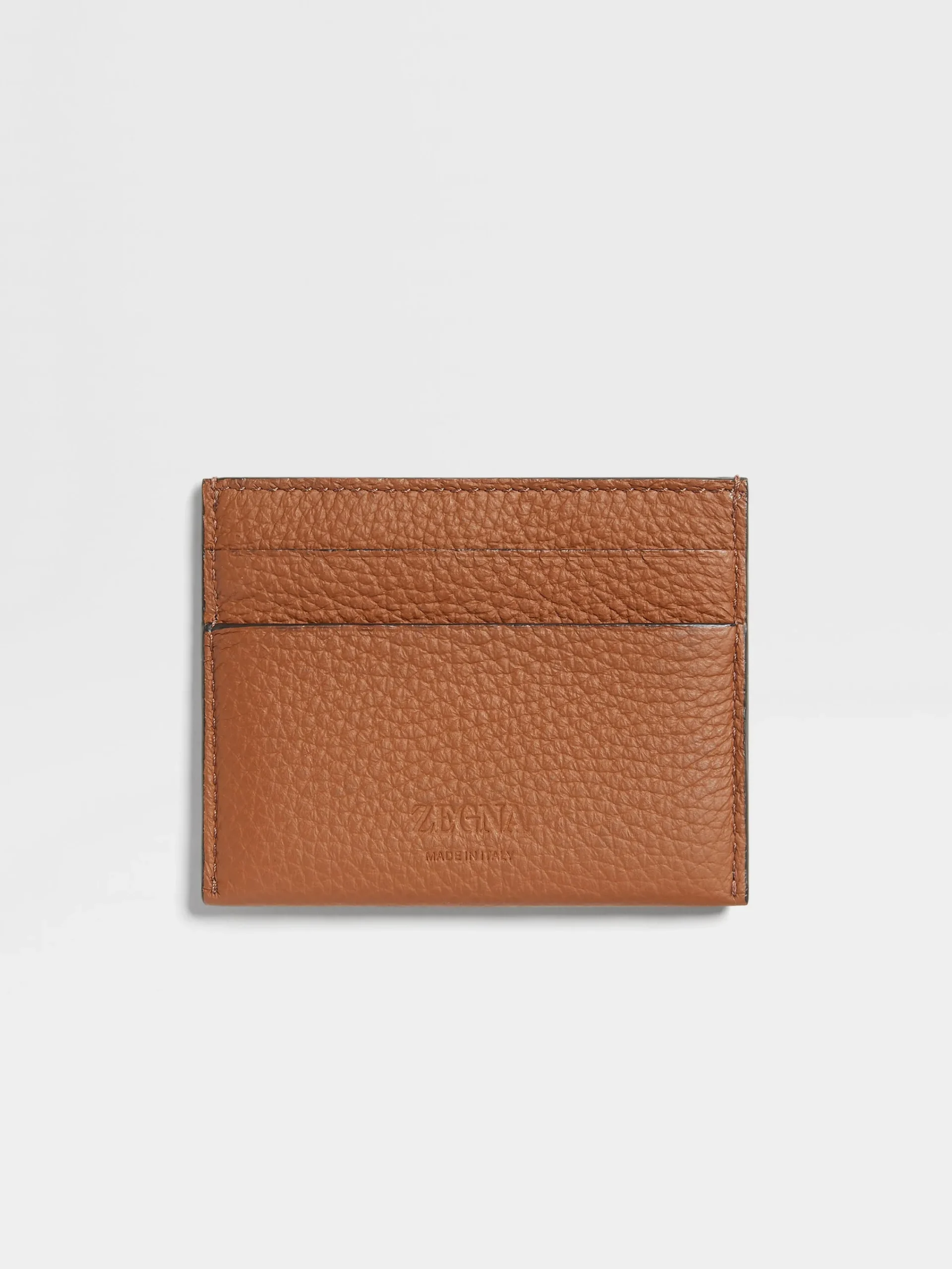 Small Gifts|Bags And Wallets>ZEGNA Deerskin Card Case Foliage
