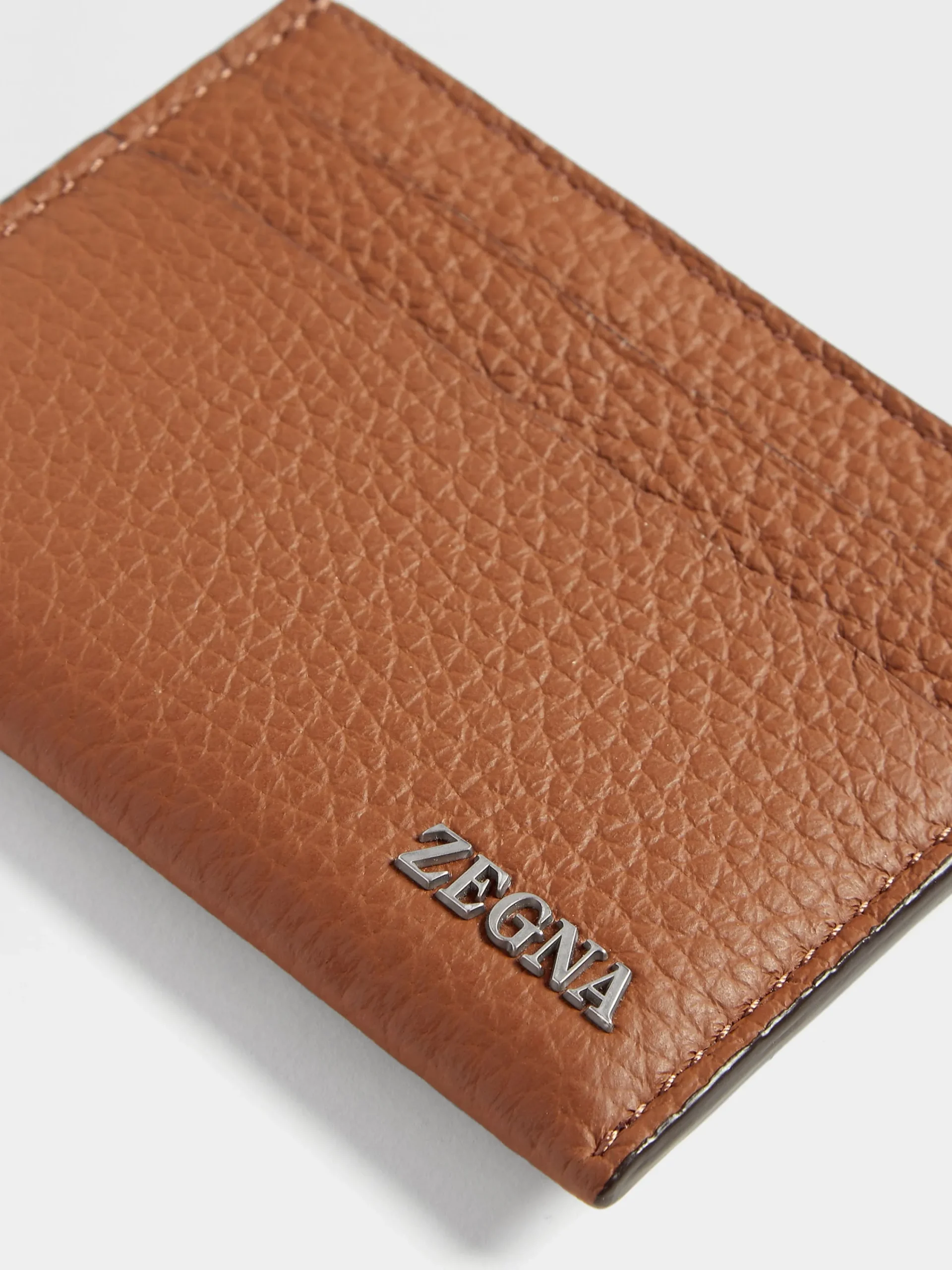 Small Gifts|Bags And Wallets>ZEGNA Deerskin Card Case Foliage