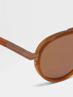 Sunglasses>ZEGNA Orizzonte II Acetate and Metal Sunglasses Foliage