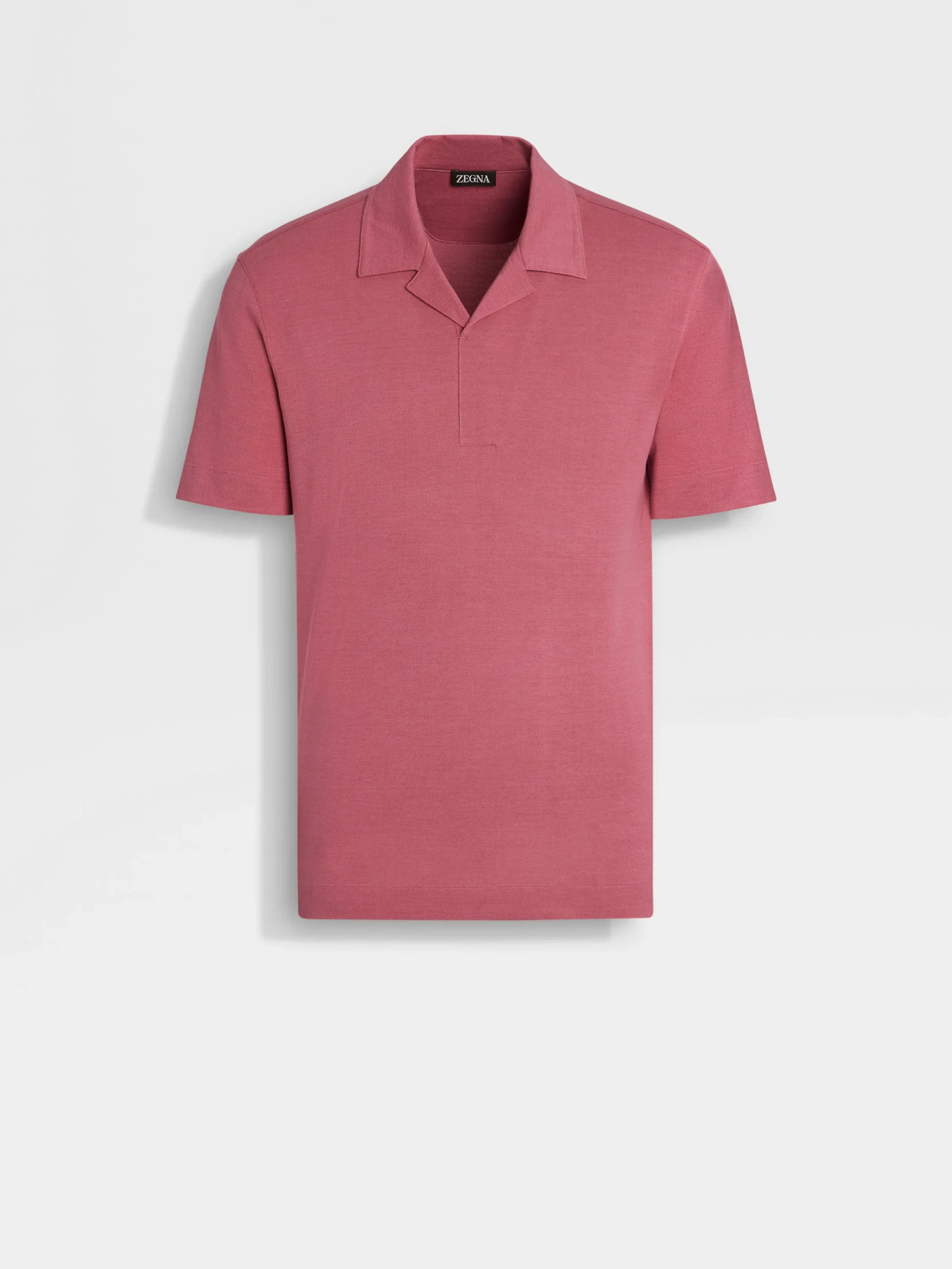 Polo Shirts>ZEGNA Silk and Cotton Piquet Polo Shirt Fuchsia