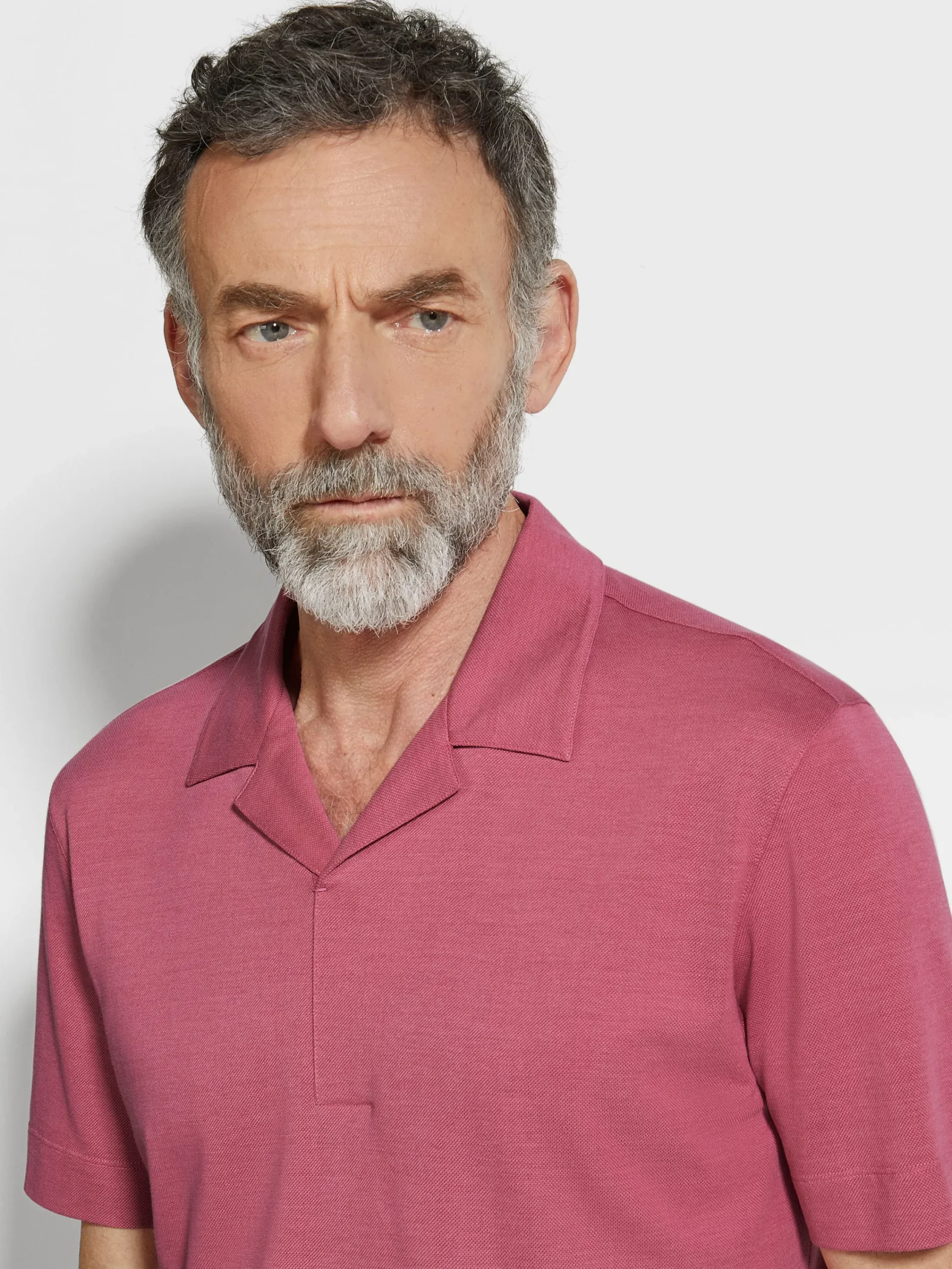 Polo Shirts>ZEGNA Silk and Cotton Piquet Polo Shirt Fuchsia