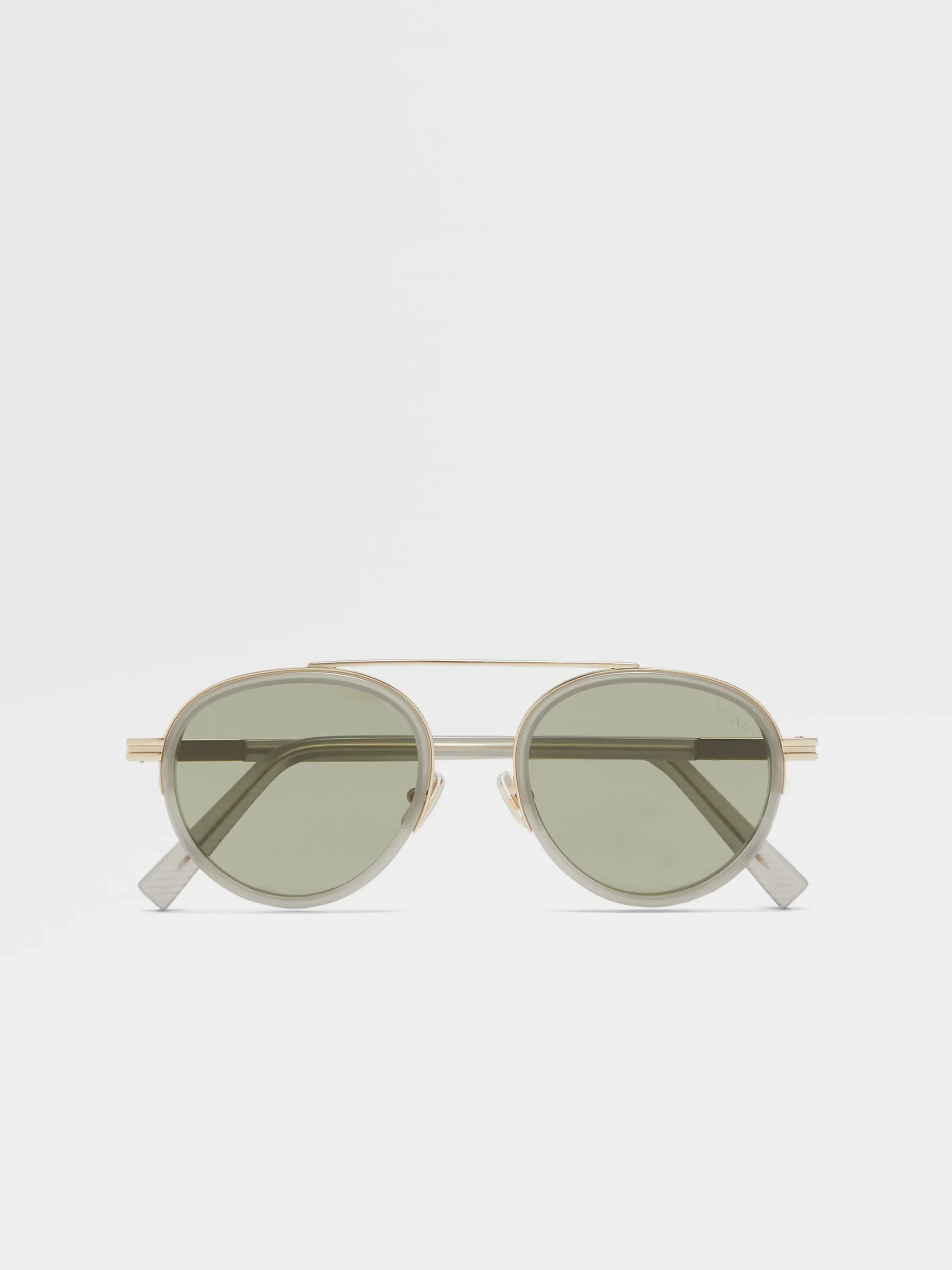 Sunglasses>ZEGNA Orizzonte II Acetate and Metal Sunglasses Green