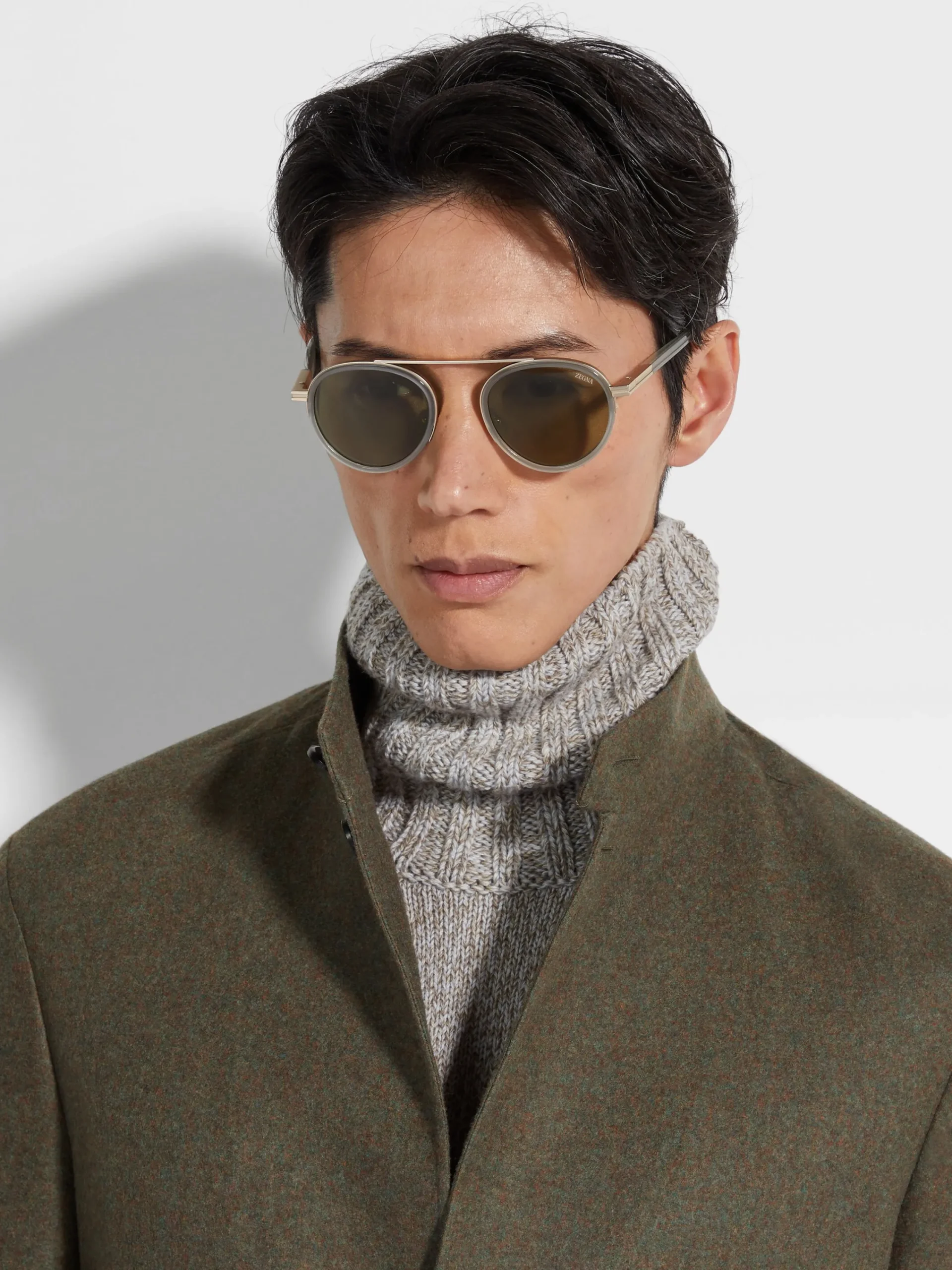 Sunglasses>ZEGNA Orizzonte II Acetate and Metal Sunglasses Green
