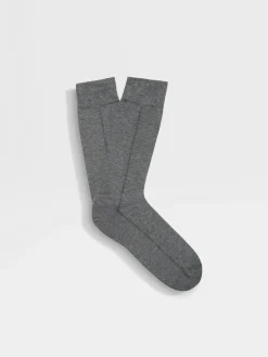 Underwear And Socks|Underwear And Socks>ZEGNA Grey Mélange Cotton Blend Socks GreyMélange