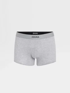 Underwear And Socks|Underwear And Socks>ZEGNA Grey Mélange Cotton Trunks GreyMélange