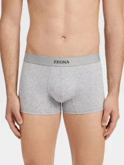 Underwear And Socks|Underwear And Socks>ZEGNA Grey Mélange Cotton Trunks GreyMélange