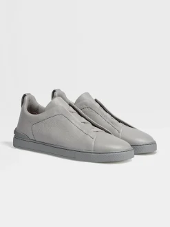 Sneakers>ZEGNA Grey Mélange Deerskin Triple Stitch™ Sneakers GreyMélange