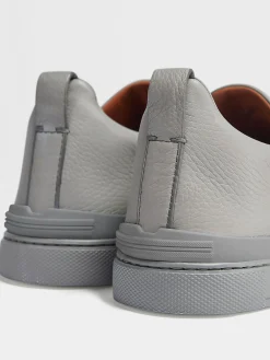Sneakers>ZEGNA Grey Mélange Deerskin Triple Stitch™ Sneakers GreyMélange